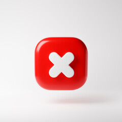 Obraz premium Cancel cross icon isolated over white background. 3D rendering.