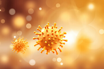 A symbolic photograph featuring a globe surrounded by virus particles, representing the global impact of viral infections. The image conveys the interconnectedness of the world and the collective resp - obrazy, fototapety, plakaty