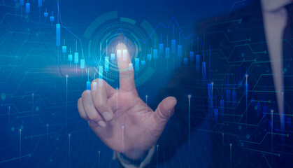 businessman Hand touch digital