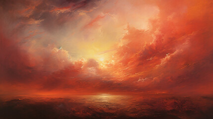 Obraz premium An expressionist portrayal of a bustling sky enveloped, radiating the intense emotion of melancholy.