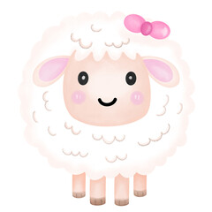 cute sheep with pink ribbon