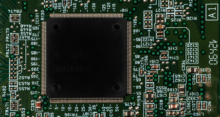 Small microprocessor, microcontroller chip on a generic modern desktop PC computer motherboard
