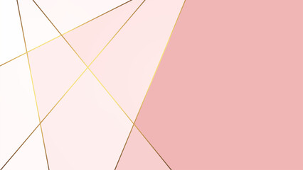 Pink polygonal background with golden lines. Design template for brochures, flyers, magazine, banners etc.