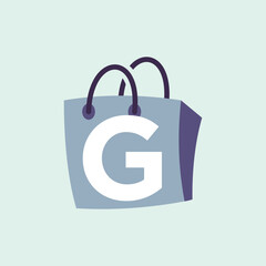 Letter G logo in a shopping bag with a modern concept