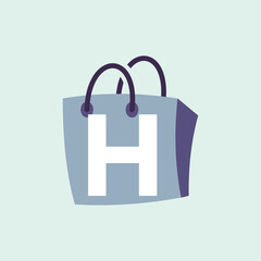 Letter H logo in a shopping bag with a modern concept