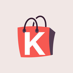 Letter K logo in a shopping bag with a modern concept