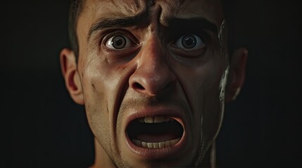 A clenched jaw and furrowed brows on a close-up of an angry face. The background is a deep, blurred red, symbolizing the boiling rage. The focus is on the intense eyes.