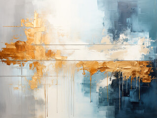 Blue and gold oil painting, abstract art. - obrazy, fototapety, plakaty