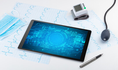 Close-up view of a tablet pc with medical abbreviation - obrazy, fototapety, plakaty