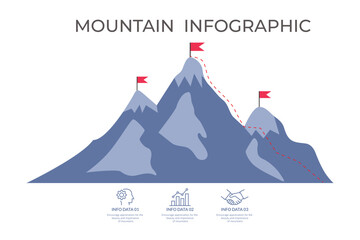 Mountains three steps diagram template.Vector EPS 10