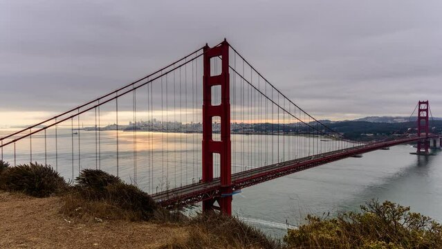 Golden Gate Bridge Sunrise Timelapse from Battery Spencer