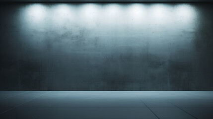 room with spotlights.3d Rendering Of A Set Of Four Industrial Lamps Hanging On A Concrete Wall...