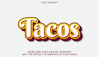 Tacos text effect template in 3d design