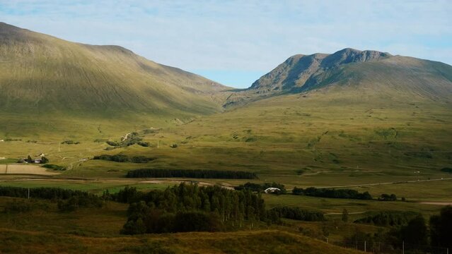 Amazing Highland picturesque scenery surrounding Loch Tulla near Bridge of Orchy and Glen Coe in Scotland, UK