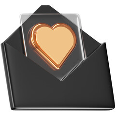 3D Heart in Envelope Icon