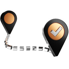 3D Map Pin with Check Mark Icon