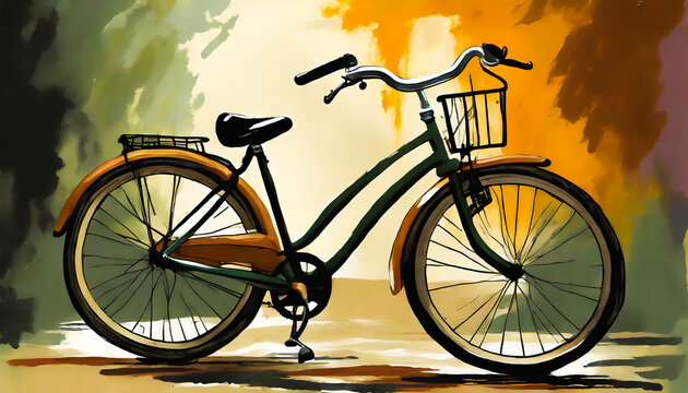 Vintage bicycle in gouache