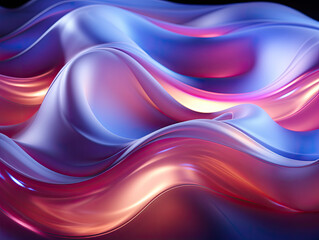 Glowing retro wavy  design in an abstract blue and purple liquid waves futuristic background.