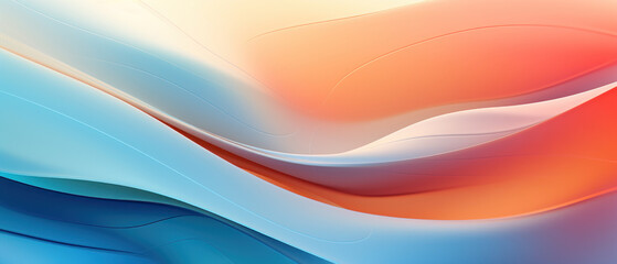 A mesmerizing blend of warm oranges and cool blues in an abstract wave design.