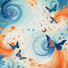 background with abstract swirls representing butterflies in flight