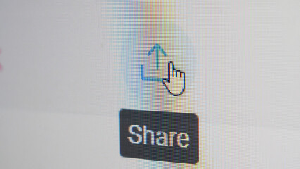 User clicking share button, close up of a computer screen - 680558615