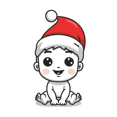 cute baby with santa claus hat vector illustration