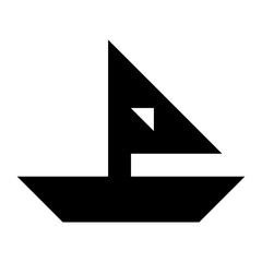 Black Vector logo illustration of a sailboat made is on a white background