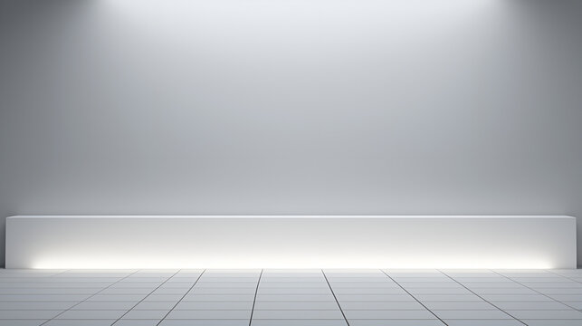 empty room with white wall,Minimal rooms and walls with lighting effects in 3d rendering,Abstract background images