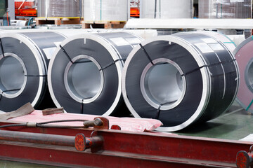 Metal sheet production factory, metal sheet rolls.