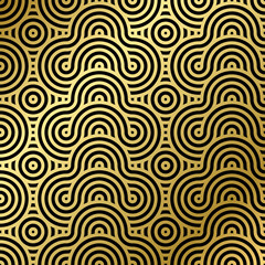 luxury seamless pattern black and gold wave circle 