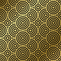 Fototapeta premium luxury seamless pattern black and gold wave circle 