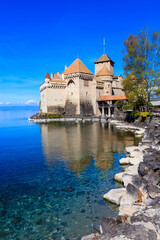 Chillon Castle on Lake Geneva near Montreux, Switzerland