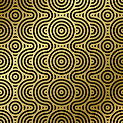 luxury seamless pattern black and gold wave circle 