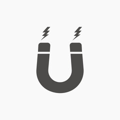 Magnet icon vector flat style isolated. Magnet with lightning, horseshoe symbol 