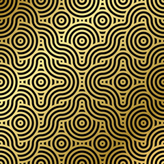 luxury seamless pattern black and gold wave circle 