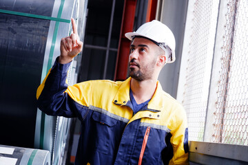 Mechanical engineering inspects machinery in a factory.