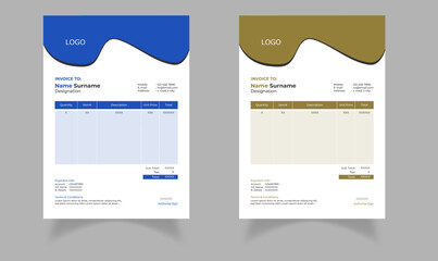 Modern and abstract professional business invoice template set | 2 accents