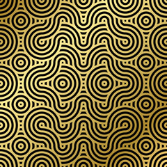 luxury seamless pattern black and gold wave circle 