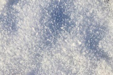 Texture of the white snow. Winter background