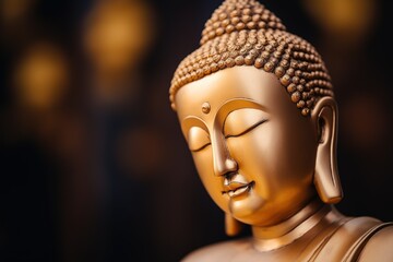 closeup of Buddha statue in buddhist temple