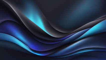 Abstraktes Blau auf schwarzer Hintergrundtextur. Dynamische Kurven und Unschärfemuster. Detaillierte fraktale Grafiken. Wissenschafts- und Technologiekonzept. - obrazy, fototapety, plakaty