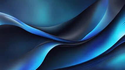 Abstraktes Blau auf schwarzer Hintergrundtextur. Dynamische Kurven und Unschärfemuster. Detaillierte fraktale Grafiken. Wissenschafts- und Technologiekonzept.