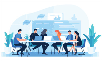 vector organic flat people on business training illustration flat illustration
