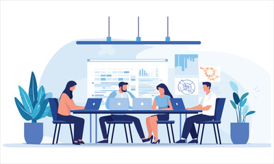 vector organic flat people on business training illustration flat illustration
