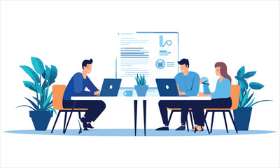 vector organic flat people on business training illustration flat illustration
