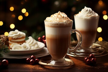 Classic hot chocolate rich warmth and creamy eggnog festive holiday Christmas 