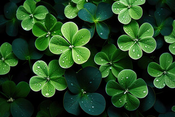 Natural green background of clover. Holiday card for St. Patrick's Day