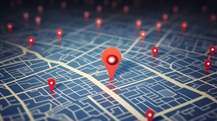 3D Map travel location. Locator mark of map and location pin or navigation icon sign on background with search. 3D rendering.