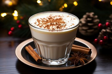 Obraz na płótnie Canvas Classic hot chocolate rich warmth and creamy eggnog festive holiday Christmas 