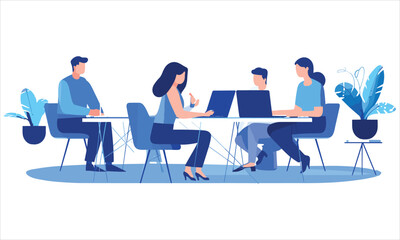 vector organic flat people on business training illustration flat illustration
